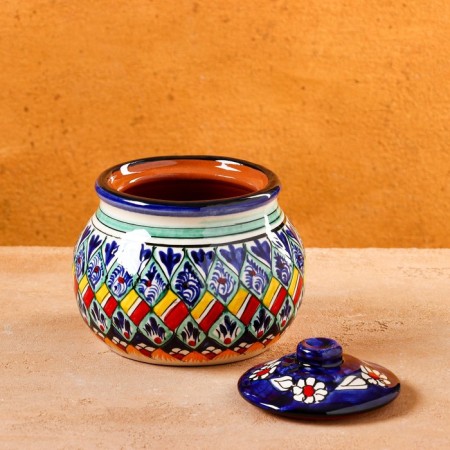 Sugar of Rishtan ceramics "Patterns", 500 ml, blue-1