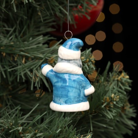 Fir -tree porcelain toy "Santa Claus", blue fur coat, 7 cm-1