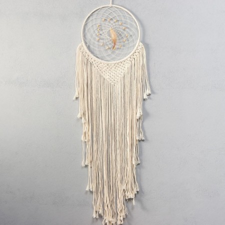 Panel wall -mounted macrame "Web with a triangle" 85x25 cm