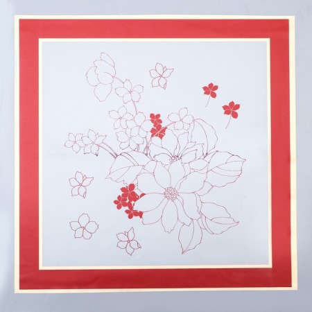 Matte flowers film, "Flowers with a border", 58x58cm, red-2