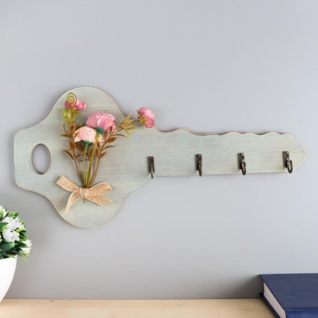 Decorative wood hooks "Key with a bouquet of flowers" 16.5x34x2.5 cm