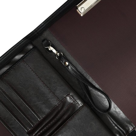 Business folder, artificial leather, 370 x 270 x 30 mm, with a metallic press, pen-tole, to suite 6D071, brown-4