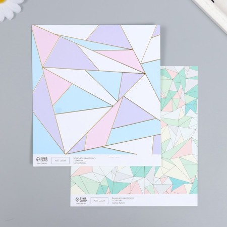 Scrapbooking paper bilateral gold "Triangles" density 180 g 15.5x17 cm-1