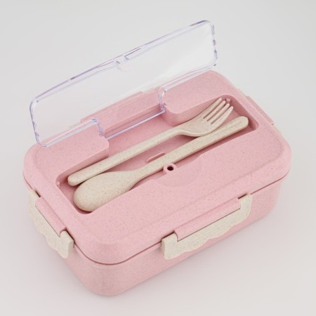 Lunch box, 800 ml, with instruments, 12 x 7.6 x 20 cm, pink-3