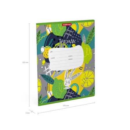 Notebook of 24 sheets in the Erichkrause "Lime" line, covered cardboard, an offset block 100% whiteness, with a print-3