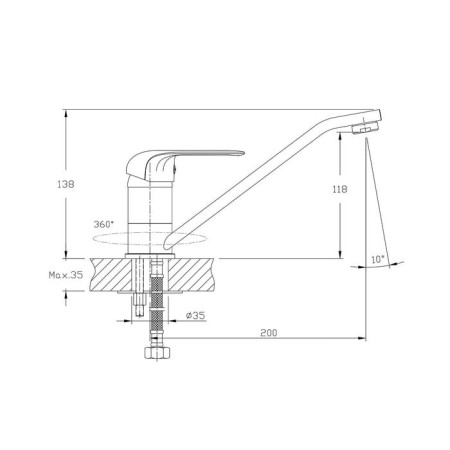 Kitchen mixer Rush Fiji Fi1835-25, one-rod, chrome-1
