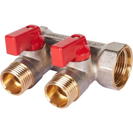 Collector Stout SMB 6210 341202, 1/2 ", 2 exits, with ball valves 3/4", red handles-3