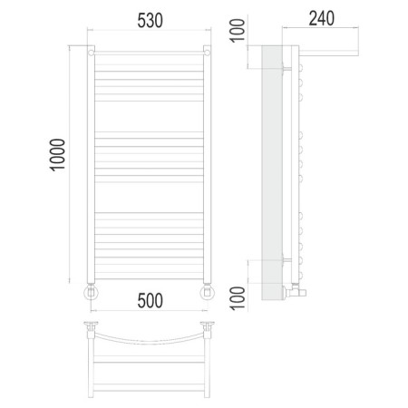 Terminus heated towel rail "Yenisei" P13, 500x800 mm, lower connection, chrome-2