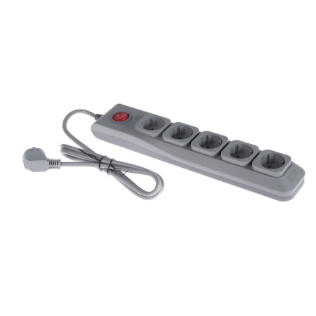 UNIEL Lux network filter, 5 outlets, 1.5 m, 10 A, 2500 W, PVS 3x0.75, with salary, with off., Gray