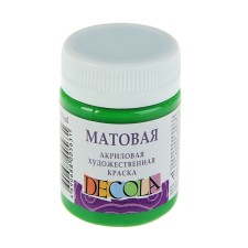Acrylic matte paint 50 ml, ZHK Decola, green light, 14328717