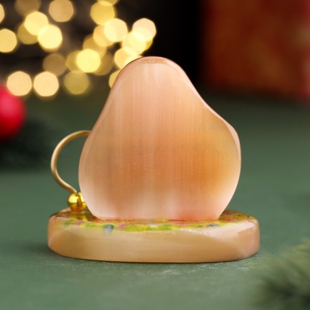 Souvenir "pleasant surprises! 2025", with a bell, selenite, 6x6x4.5 cm-1