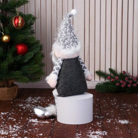 Soft toy "Santa Claus in a suit with a strap, butter-beads" 15x39 cm, gray-1