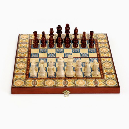 Board game 3 in 1 "Mosaic": chess, backgammon, checkers, board wood 40 x 40 cm-2