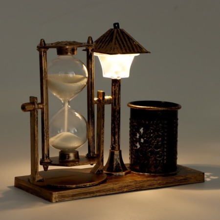 Sanding clock "Street flashlight", backlight, organizer for the office, 6.5 x 15.5 x 14.5 cm-4