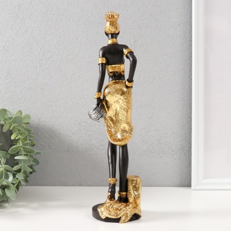 Polystone souvenir "African in gold with a jug in the hand" 7x7x29 cm-2
