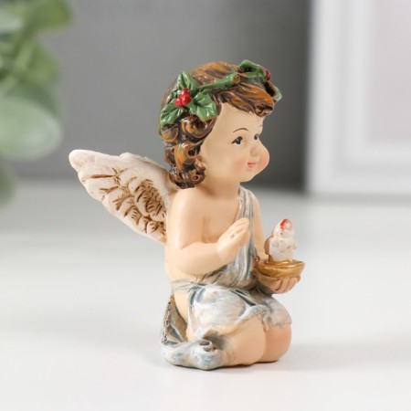Polystone souvenir "Angel with a wreath with a candle/cross" MIX 6x4.8x3.4 cm-2