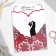 A wedding invitation in the postcard "newlyweds", red