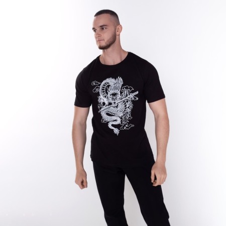 T -shirt male "Dragon", black color/white print, size 58