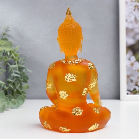 Souvenir Polystone "Buddha Varada Mudra - Greeting" Orange 17x10x7 cm-2