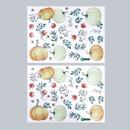 Stick plastic interior color "pumpkin and apples" set 2 sheets 30x40 cm-1