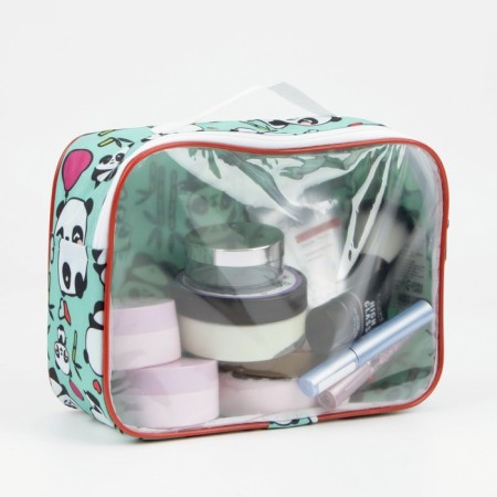 Cosmetic bag with zipper, turquoise color-4
