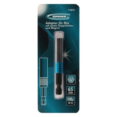 Adapter for bits with a double holder and magnet GROSS 11615, 1/4, 65 mm-4