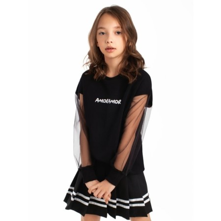 Sweatshirt for girl Crystal, height 146 cm, black color