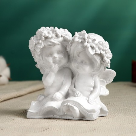 Figure "Two Angels with the Book" White, 12x12cm-1