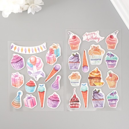 Stickers for creativity "Birthday" set 2 sheets 22x12.5 cm-1
