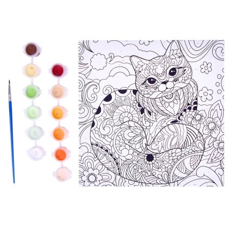 Picture on numbers on canvas with a subframe "Graceful cat", 20 x 20 cm-4