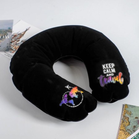Keep Calm and Travel pillow, black color-2