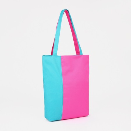 Textile bag with zipper, turquoise color/pink