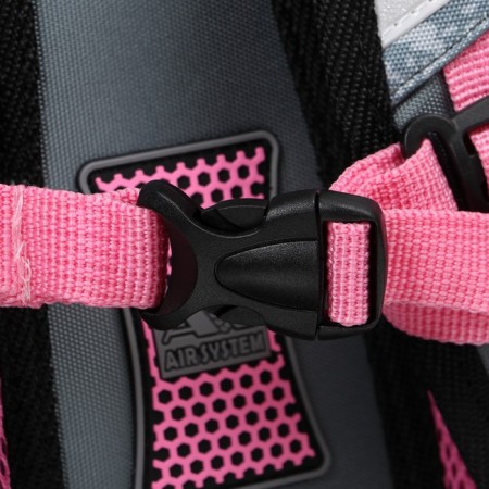 Frame backpack 39 x 29 x 17 cm, Across 410, filling: bag, pencil case, gray/pink ACR22-410-11-9