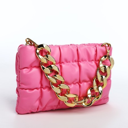 Lightning bag bag, long chain, pink color-4
