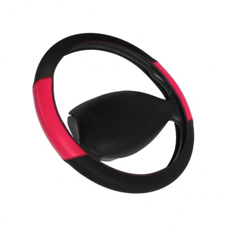 DSV steering wheel cover with inserts, perforation, neoprene, Black+ Red, size M