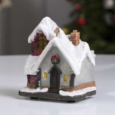LED figure "snow -covered house" 9 × 10 × 6 cm, polystone, batteries AAAX3 (not in the kit), glow of multi-2