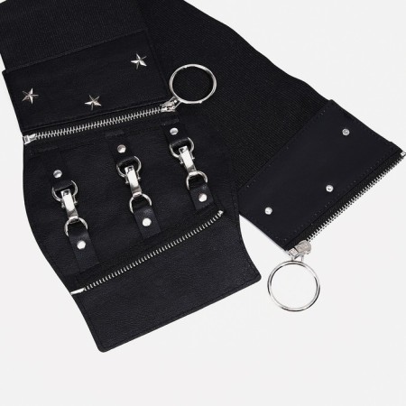 Women's belt, width 12 cm, on lightning, black color-7