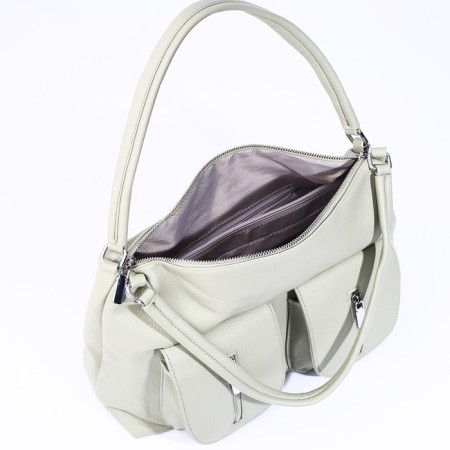 Luggage bag on lightning, 3 external pockets, the color is light green-6
