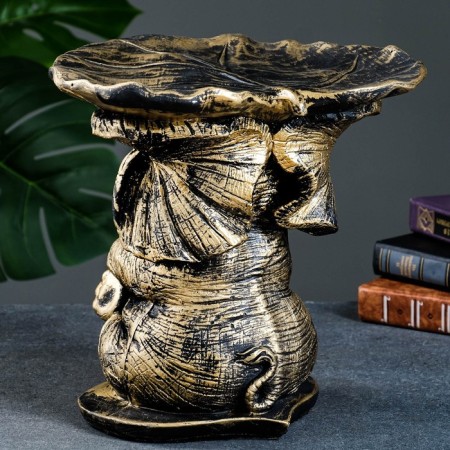 Figure - stand "Elephant with a sheet" of bronze/gold, 30x30x30cm-3