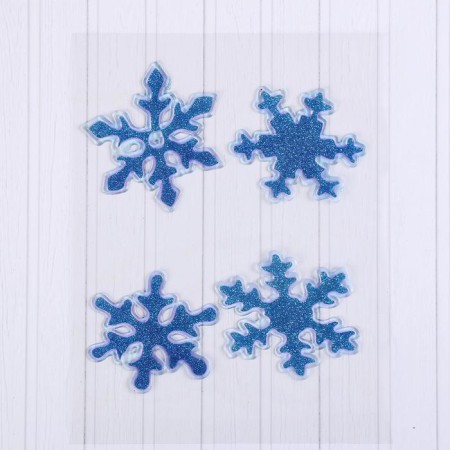 Glass Stick "Blue Snowflakes" (set 4 pcs) 8x8.5 cm, blue