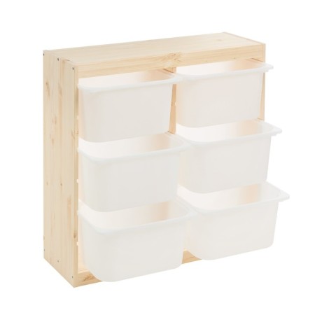 Trofast-3 rack, with containers, vertical, pine array-2
