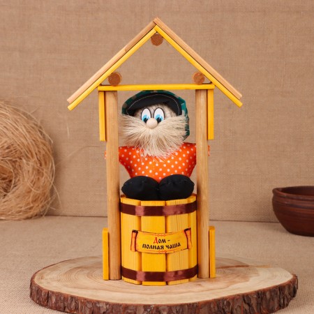Amulet - brownie "brownie on a barrel, in the house", h = 30 cm, mix