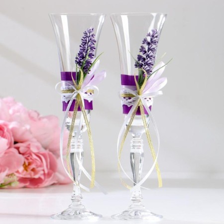 Set of wedding glasses Bohemia "Lavender", lilac, 24.5 cm-1