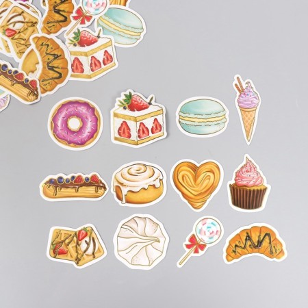 Stickers for creativity "Sweets" embossing gold set 48 pcs 9x7x0.8 cm-1