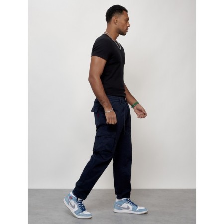 Cargo jeans men, size 44-46, dark blue color-10