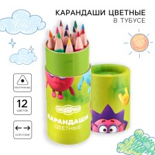 Colored pencils in a tube, 12 colors, trihedral, Smeshariki