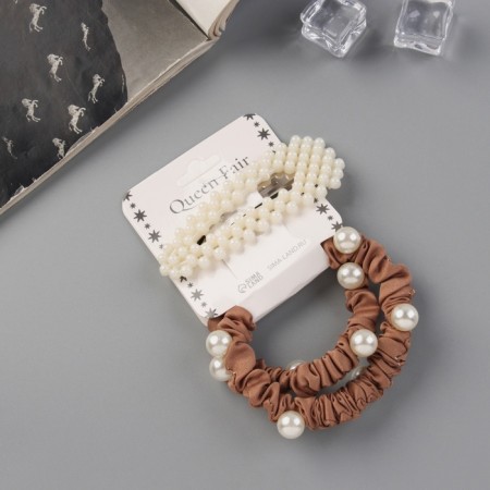 Kanandra hair set (2 elastic bands 5 cm, invisible 7 cm) brown