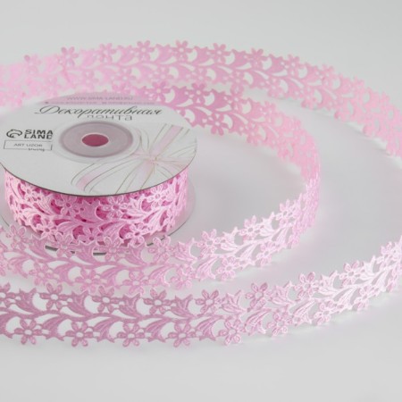 Figure tape "Chamomile", 25 mm, 9 ± 0.5 m, pink color