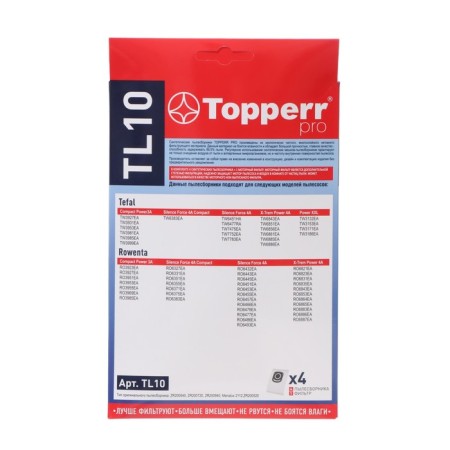 Topperr TL10 synthetic vacuumboards for Tefal, Rowenta vacuum cleaners, 4 pcs. + 1 filter-1