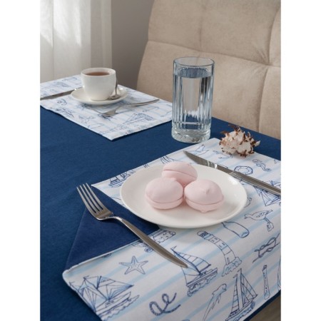 Set of kitchen tablecloth, SEA BREEZE stands, size 110x140 cm, 35x45 cm - 4 pcs, sea, blue 102